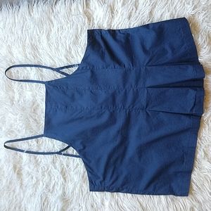 J.O.A. Los Angeles Strappy Open Back Cropped Navy Blue Tank Top Small